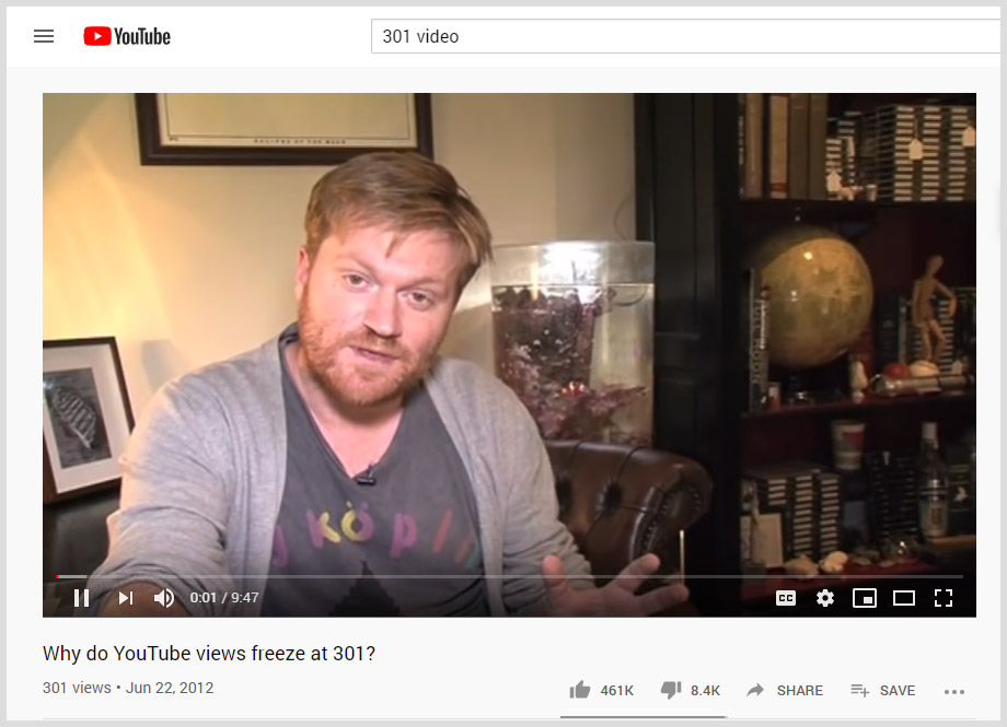 301 video YouTube Easter Egg