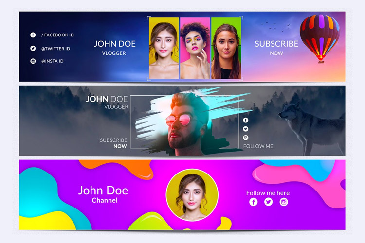 Cool Youtube Channel Art Banner Bundle