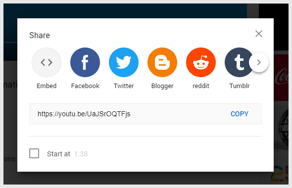 Youtube sharing buttons
