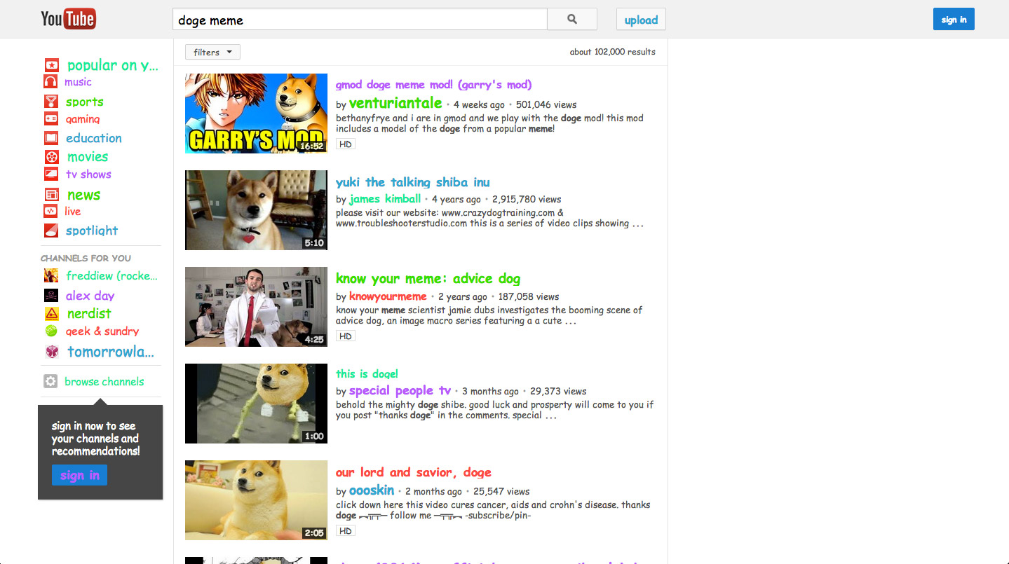 YouTube Doge Meme Easter Eggs