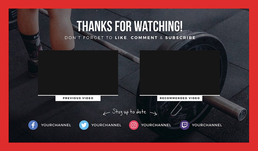 YouTube End Card Template for Fitness Channels