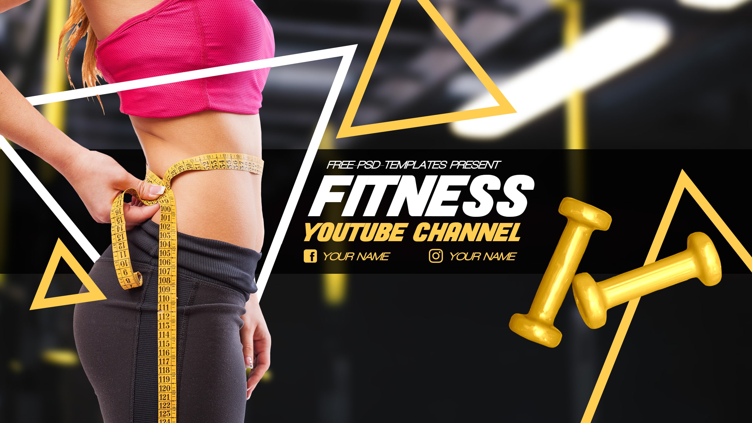 Free Fitness YouTube Banner Template 2560x1440