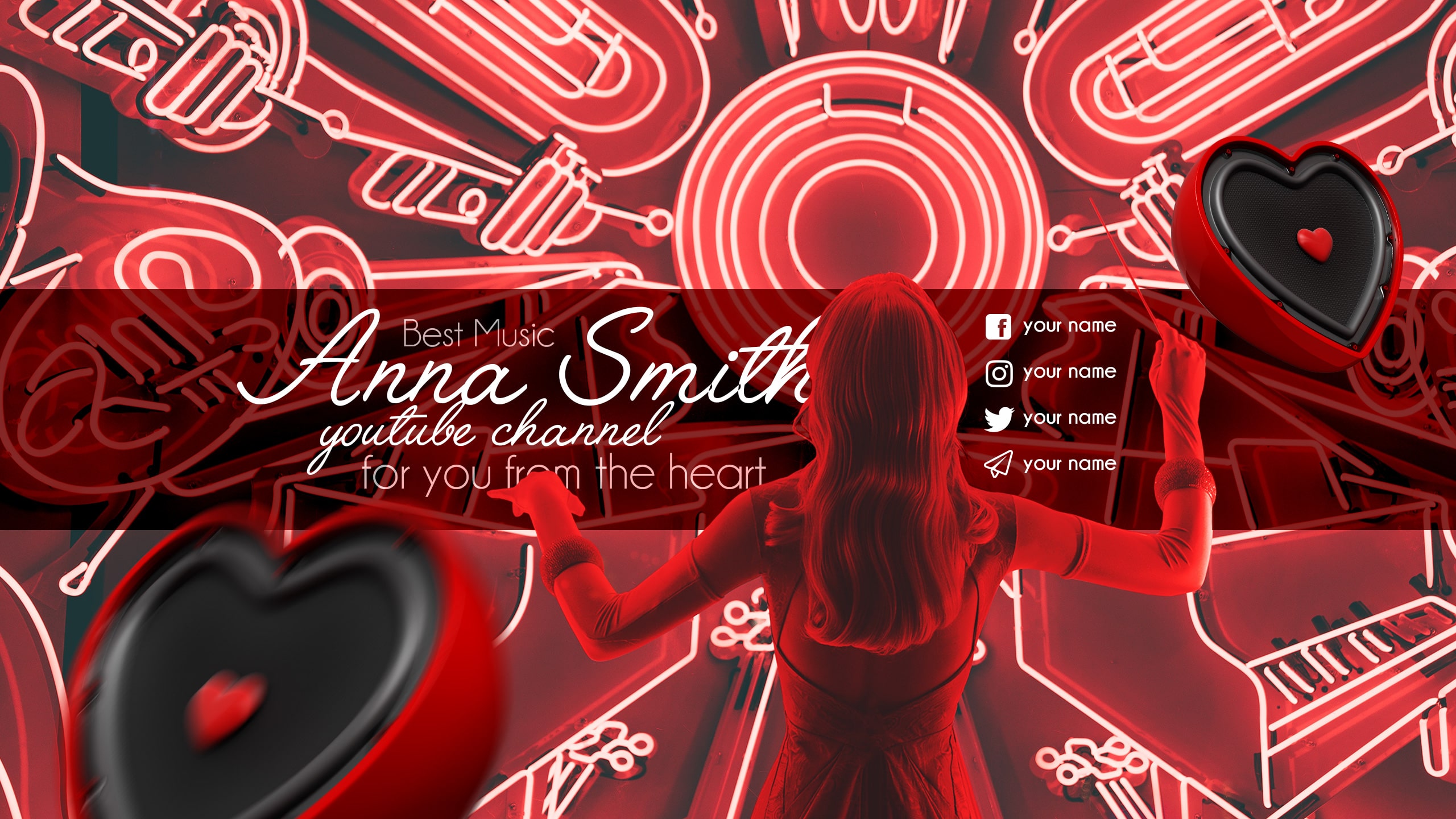 Free Music YouTube Channel Banner Template 2560x1440