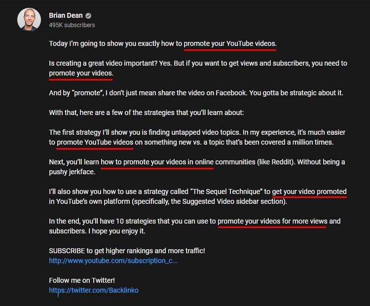 how to use tags in video description