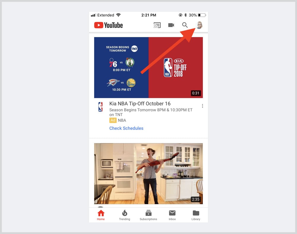youtube profile image iphone
