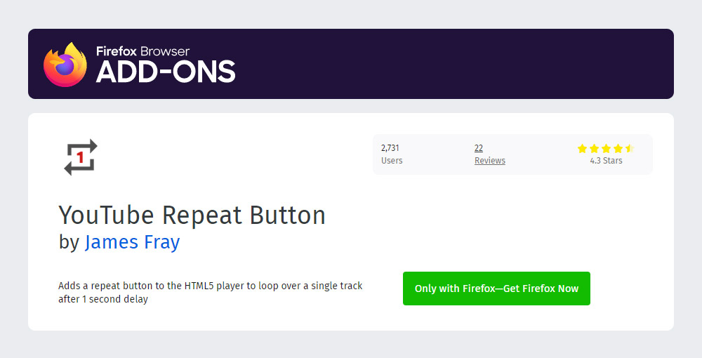 YouTube Repeat Button Firefox